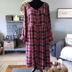 Torrid Plaid Button Front Shirt Dress